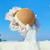 Sombrero de Paja con Encaje de Ola Grande para Mujeres y Niños, Sombrero de Sol con Protección Solar, Sombrero de Sol de Verano, Sombrero de Playa para Vacaciones en la Costa