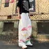 Pantalones de Verano para Hombre con Estampado de Letras Americanas de Pierna Ancha de Secado Rápido, Holgados Estilo Hip-Hop Paracaidista, Protección Solar, Pantalones Casuales