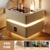 Mesa de cabeceira moderna, leve, luxuosa, inteligente, de alta qualidade, para quarto, prateleira de armazenamento de cabeceira, estilo creme, armário baixo de armazenamento de cabeceira