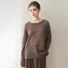 Suéter de Cachemir Versátil de Alta Calidad Kangbaolaisi para Mujer, Cuello Redondo, Tejido de Punto Trenzado, Suéter Básico Casual de Siete Agujas de un Solo Hilo