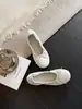 Primeiro encontro com o mesmo estilo de Ji Zhai~ Sapatilhas de laço para mulheres, sapatos baixos versáteis