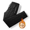 Pantalones impermeables a prueba de frío de lana de cordero para otoño e invierno, holgados, forrados de vellón, gruesos, de talla grande, rectos, cálidos, de algodón, pantalones deportivos para hombre