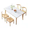 Mesa de comedor ecológica de madera maciza, mesa y sillas de comedor para el hogar estilo nórdico, mesa y sillas rectangulares, juego de mesa y sillas de tablero de roca