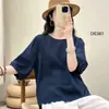 2026 Nuevo Verano Algodón Lino Pulóver Retro Manga Corta Camiseta Casual Talla Grande Algodón Lino Top Holgado Camisa Pequeña Artística