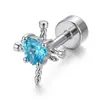 Aretes de Acero de Titanio 316 Que No Se Caen Fácilmente, Aretes de Rosca, Estilo Flor, Clavos para Cartílago Auricular de Mujer, Suministro Directo de Fábrica de Joyería Corporal