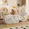 Cesta de Almacenamiento de Juguetes para Niños Sala de Estar Gran Capacidad Gabinete de Almacenamiento de Muñecos de Peluche Bolsa Colgante para Baño Cubo Portátil Cesta de Almacenamiento