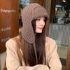 Gorro de malha Lei Feng, novo chapéu de proteção para orelhas, feminino, outono e inverno, cabeça grande, proteção para o rosto, quente, chapéu de lã de algodão para esqui no nordeste