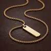 Colar com Pingente Estilo Largo Plano Geométrico de Aço Inoxidável Liso Vendido Quente Transfronteiriço Titânio Gravado Minimalista Etiqueta Militar Personalizável com Gravação