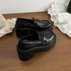 Zapatos pequeños de cuero estilo británico retro para mujer, zapatos de tacón alto de tacón grueso, nuevos mocasines Mary Jane sin cordones al por mayor, suelas gruesas