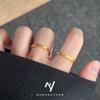 Anillo de Oro Hielo Triturado de 2 mm para Mujer, Anillo de Banda Lisa Tricolor Hielo Triturado Dorado Vietnamita Brillante, Anillo para Dedo Índice, Regalo de Cumpleaños