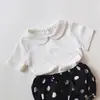 Em Estoque Verão Coreano Meninos e Meninas Roupa de Bebê Gola Redonda Manga Curta Camiseta Versátil Calça de Meia Manga Calça Pão para Bumbum Grande Conjunto Infantil
