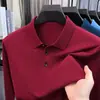 Nuevo Polo de Punto de Mezcla de Lana de Manga Larga para Hombre, Temporada Primavera y Otoño, Cuello Camisero, Casual de Negocios, Suéter Base de Color Sólido
