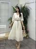 Vestido Tie-Dye de Yunnan Dali Lijiang Falda Larga para Mujer Estilo Retro Literario de Primavera y Otoño con Cinturón Venta al por Mayor