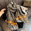 Bufanda elegante de seda Hangzhou con protección solar y letras para mujer, ideal para primavera y otoño, fina y larga, chal de satén de verano.