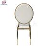 Venta al por mayor del fabricante Sillas de comedor modernas de estilo europeo con asiento blando de metal para el comedor Sillas de respaldo redondo de acero inoxidable para bodas, hoteles, banquetes