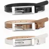Estilo Nuevo Europeo y Americano Cinturón Rectangular de Cuero Aceitado Moda Vestido Sencillo Cinturón Delgado Cinturón con Hebilla Japonesa para Mujer Venta al por Mayor