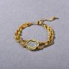 Retro Elegante Lujo Ligero Industria Pesada Alta Calidad Metal Latón Chapado Oro Verdadero 18k Moneda de la Suerte Anillo Pulsera Collar Mujer