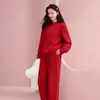 2026 nuevo conjunto de pijama sin costuras de terciopelo a media altura color morado taro para mujer, suave, amigable con la piel, grueso, cálido, conjunto de ropa de estar para invierno
