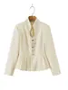 Moda feminina transfronteiriça: Nova coleção de outono com um blazer de estilo francês, decote V com botões, cintura ajustada e elegante, apropriado para o trabalho