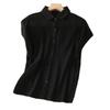 Camisa Casual de Verano 2025 para Mujer con Diseño Retro Artístico de Cuello Redondo, Holgada, con Manga Corta de Volante Pequeño, de Algodón Lino