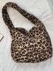 49291 Otoño e Invierno Nueva Corea del Sur Ins Moda Imitación Cordero Felpa Gran Capacidad Bolso de Hombro Bolso de Leopardo