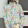 Nueva sudadera de punto cálido para mujer con cuello alto y estampado digital navideño de otoño e invierno, disponible para venta al por mayor a partir de una pieza