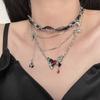 Collar con borlas de cuero de mariposa con diseño de nicho de estilo europeo y americano, cadena de clavícula ligera y de lujo de alta calidad para mujer.