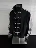 Chaqueta casual de tres rayas estilo chino con botones para hombre, de comercio exterior, para primavera y otoño, de alta gama, con cuello alto, tipo béisbol, deportiva