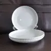 Prato branco puro de alta qualidade com listras simples para uso doméstico, prato de cerâmica, prato para pratos frios, prato de café da manhã, prato para ossos para uso doméstico