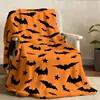 Manta de Flanela Fantasma Morcego de Halloween Decoração de Festa de Feriado Transfronteiriça Manta Macia Amiga da Pele Manta para Cochilo no Sofá