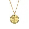 Collar de Acero Inoxidable Colgante de Oro Sello de Salomón Júpiter Marte Mercurio Luna Saturno Sol Venus Talismán