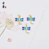 Colgante Pequeño de Mariposa y Libélula de Esmalte Azul Antiguo Colgante Individual para Pulsera Hecha a Mano DIY Accesorios de Joyería