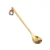S Regalo de Navidad juego de cucharas de acero inoxidable lindo colgante cuchara de postre cuchara de café tenedor de fruta cuchara caja de regalo