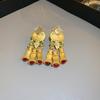 Pendientes de Borla de Perlas Carta de Amor Antigua Media Aguja Plata Nicho Aretes de Alta Gama Retro Lujo Ligero Accesorios para Orejas Venta al por Mayor Mujeres