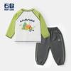 Conjunto Esportivo Masculino Outono Camiseta de Manga Longa e Calça de Moletom Conjunto de Duas Peças Roupas Infantis Roupa para Bebê Calça Longa Camada de Base