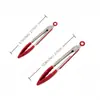 Pinzas para Alimentos de Silicona Transfronterizas, Pinzas para Barbacoa de Acero Inoxidable Resistentes a Altas Temperaturas de 7 Pulgadas 9 Pulgadas 12 Pulgadas, Pinzas para Pan Frito