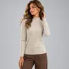 Camada Base Feminina Outono/Inverno Transfronteiriça Gola Alta Slim Fit Cor Sólida Top Simples Versátil Europeu e Americano