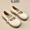Sapatos Mary Jane de Couro Genuíno com Solas Macias, Sapatos Slip-On para Mulheres, Novo Estilo Primavera e Verão 2026, Adequados para Combinar com Saias, Sapatos Pequenos de Couro, Mocassins