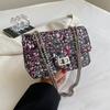 Bolso de Cadena Estilo Coreano Versátil para Mujer, Nuevo Bolso Niche Estilo Graffiti de un Solo Hombro Cruzado, Bolso Cuadrado Pequeño Único Transfronterizo