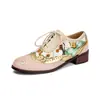 Talla Grande 2025 Principios de Primavera Wish Outer Casual Tacón Bajo Combinación de Colores 40-43 Talla Grande Cierre Frontal con Cordones Brogue Tallado