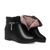 Botas curtas de cunha para mulheres outono e inverno novos sapatos de inverno botas curtas de couro macio sapatos de couro forrados de lã para mães de meia-idade e idosas sapatos acolchoados de algodão