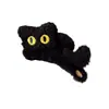 Horquilla de pelo con forma de gato negro de dibujos animados para mujer, de felpa, grande, elegante, para otoño e invierno, con forma de tiburón