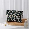 Bolsa Cosmética Bordada de Algodón con Flores para Brochas de Maquillaje, Suministros de Viaje Portátiles, Miscelánea, Gran Capacidad, Bolsa de Almacenamiento para Productos para el Cuidado de la Piel