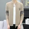 Suministro Directo de Fábrica Venta Caliente Transfronteriza Moda Individualista Cremallera Color Sable Dorado Suéter Cardigan Tejido Prendas de Abrigo para Hombre