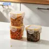 BNBSContenedor pequeño portátil para alimentos con sello a presión, caja transparente para pepinillos y kimchi, caja de almacenamiento para refrigerador