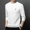 Sudadera con Cuello Redondo Otoño 2026 Moda Masculina Bordado Exquisito de Alta Gama Versátil de Color Sólido Camiseta de Manga Larga para Hombre Hombre