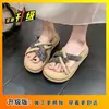 Sandalias de suela gruesa estilo francés para mujer, nuevos zapatos casuales versátiles de verano para combinar con faldas, chanclas retro de playa