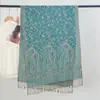 Bufanda Nueva Jacquard de Anacardo Transfronteriza con Borlas Largas, Chal de Viaje Artístico Vintage de Alta Gama de Doble Uso