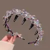 Diadema Exquisita de Lujo Ligero con Dientes de Cristal de Colores Estilo Coreano para Mujer Accesorios para el Cabello Antideslizantes para Lavarse la Cara Peine para el Cabello Diadema para Cabello Rebelde Accesorios para el Cabello