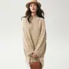Estilo francés, corte relajado, colección otoño 2026: nuevo suéter de punto para mujer de lana de yak, cuello alto medio, ajuste holgado, tejido de ochos
